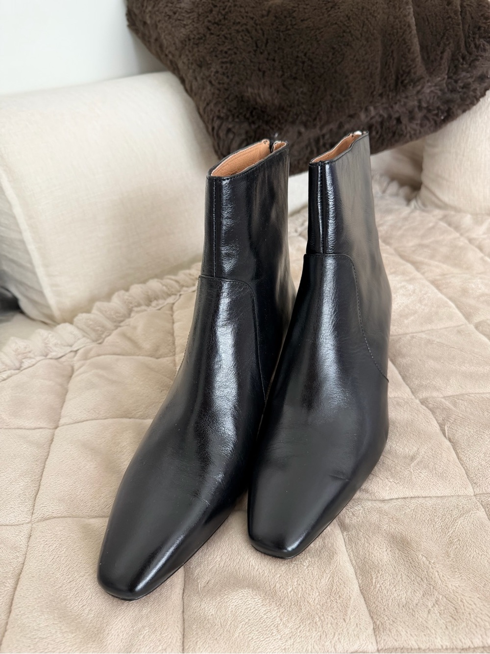 Madewell Black Patent Leather Ankle Booties